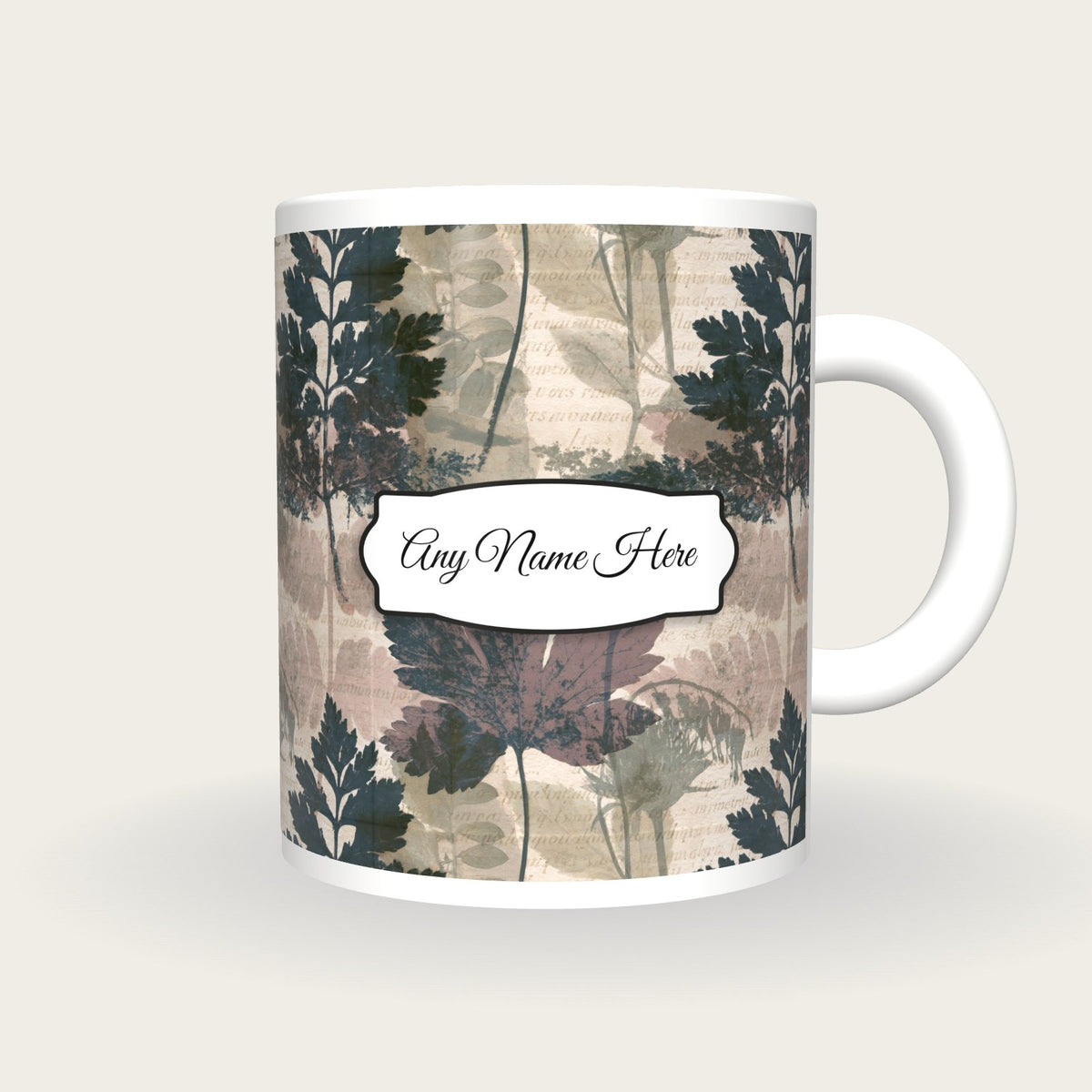 Solarised Botanicals Name Mug, front with the name label