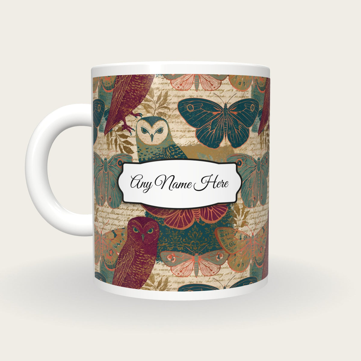 Belle Epoque Nocturnal Moths Name Mug, back with the second name label