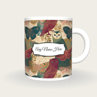 Belle Epoque Nocturnal Moths Name Mug, front with the name label