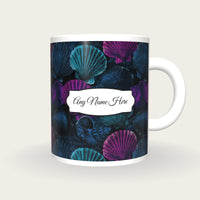 Engraving Shell Collection Name Mug, front with the name label