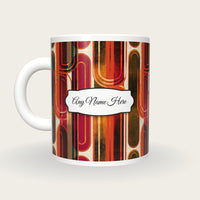 Mid Century Neon Racetrack Name Mug 2, back with the second name label