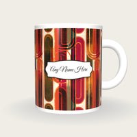 Mid Century Neon Racetrack Name Mug 2, front with the name label