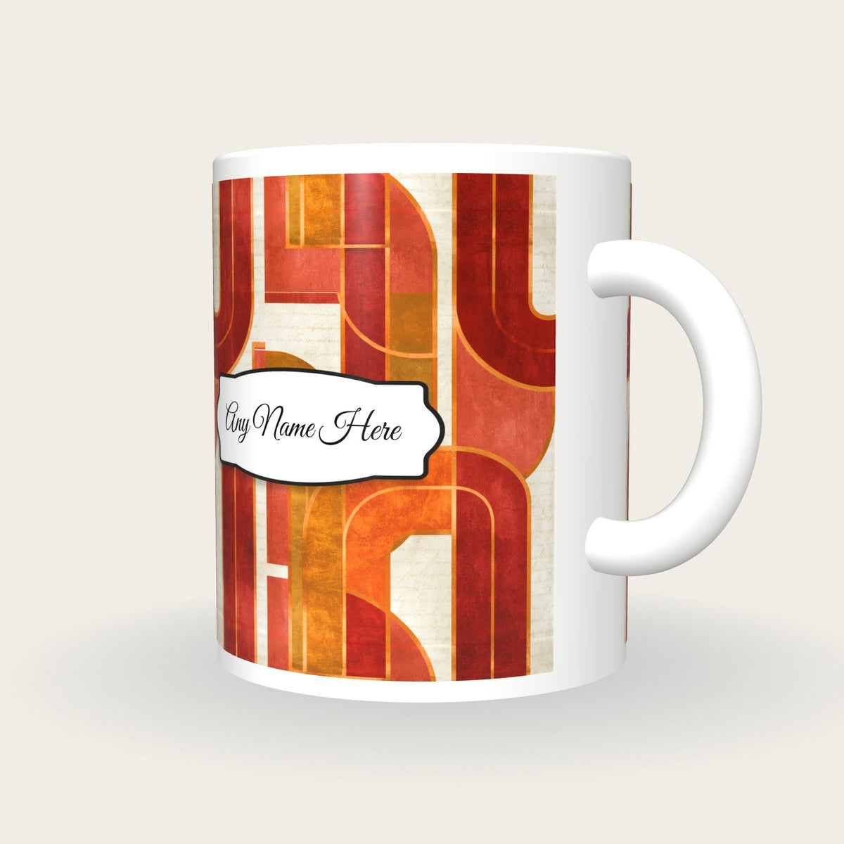 Mid Century Neon Racetrack Name Mug 3, three-quarter view