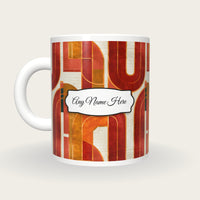 Mid Century Neon Racetrack Name Mug 3, back with the second name label