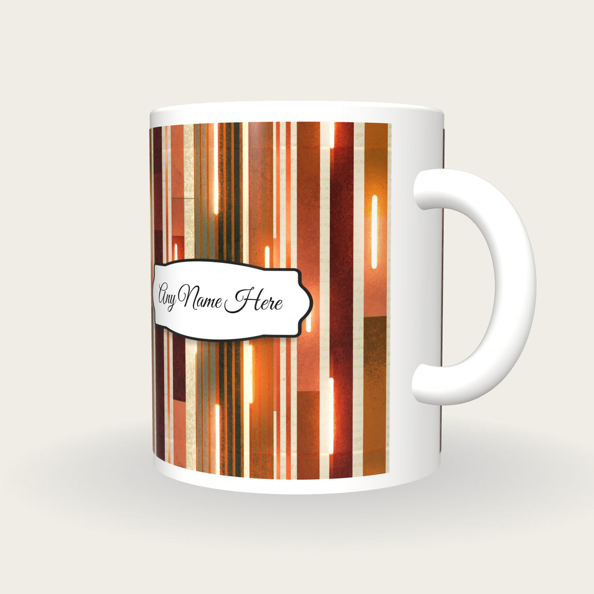 Mid Century Neon Racetrack Name Mug, three-quarter view