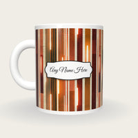 Mid Century Neon Racetrack Name Mug, back with the second name label