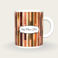 Mid Century Neon Racetrack Name Mug, front with the name label