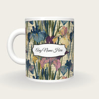 Moku Hanga Iris Shobu Name Mug 2, back with the second name label