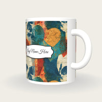Monoprint Hearts Skulls Name Mug, three-quarter view