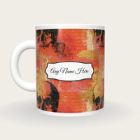 Monoprint Grungy Skulls Name Mug, back with the second name label