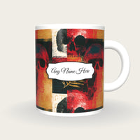 Risograph Grungy Skulls Name Mug, front with the name label