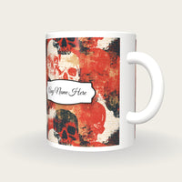 Screenprint Grungy Skulls Name Mug, three-quarter view