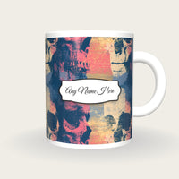 Woodcut Skulls Name Mug, front with the name label