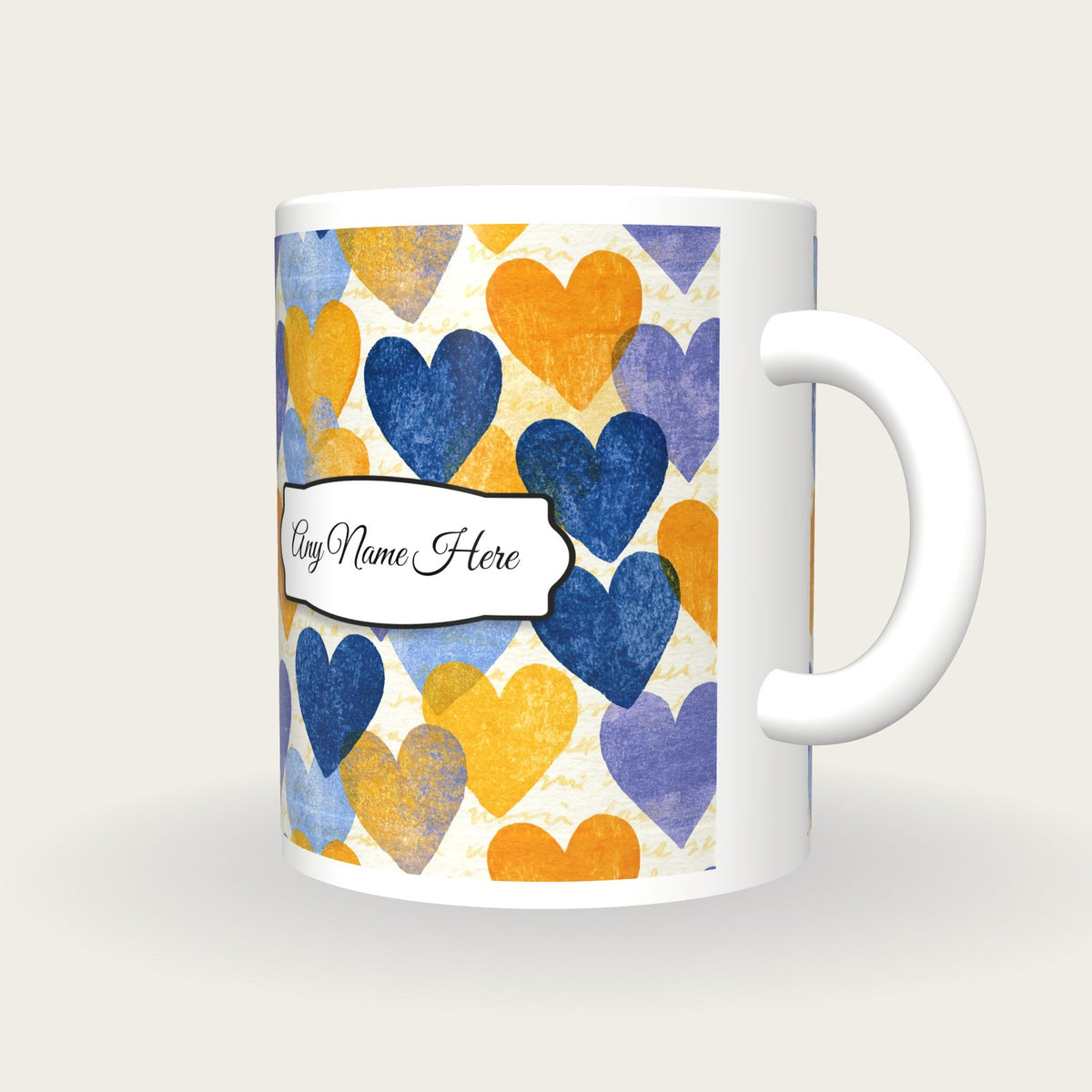Lithograph Love Hearts Name Mug 2, three-quarter view
