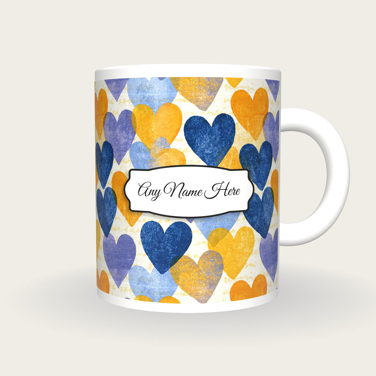 Lithograph Love Hearts Name Mug 2, front with the name label