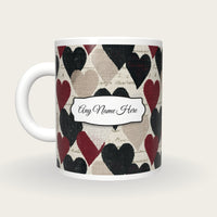 Tapestry Love Hearts Name Mug 2, back with the second name label