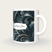 Baroque Mexico Slate Ink Name Mug, three-quarter view
