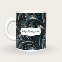 Baroque Mexico Slate Ink Name Mug, back with the second name label