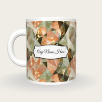 Low Poly Love Hearts Name Mug, back with the second name label