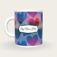 Vaporwave Hearts Name Mug, back with the second name label
