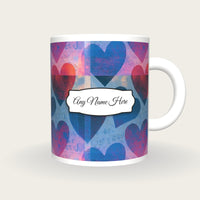 Vaporwave Hearts Name Mug, front with the name label