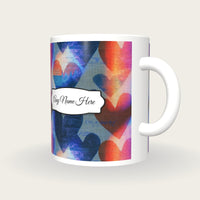 Vaporwave Hearts Name Mug 2, three-quarter view