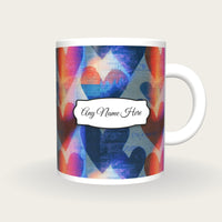 Vaporwave Hearts Name Mug 2, front with the name label