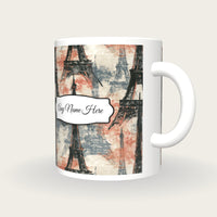 Chinese Ink Eiffel Tower Name Mug, three-quarter view