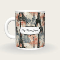 Chinese Ink Eiffel Tower Name Mug, back with the second name label