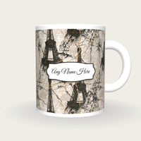 Kintsugi Eiffel Tower Name Mug, front with the name label