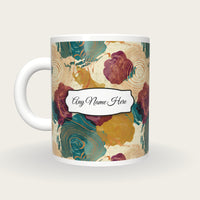 Suminagashi Roses Name Mug, back with the second name label