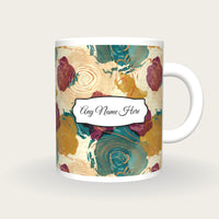 Suminagashi Roses Name Mug, front with the name label