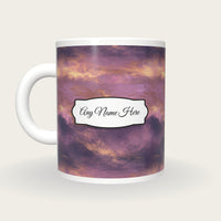 Sky Abstract Name Mug, back with the second name label