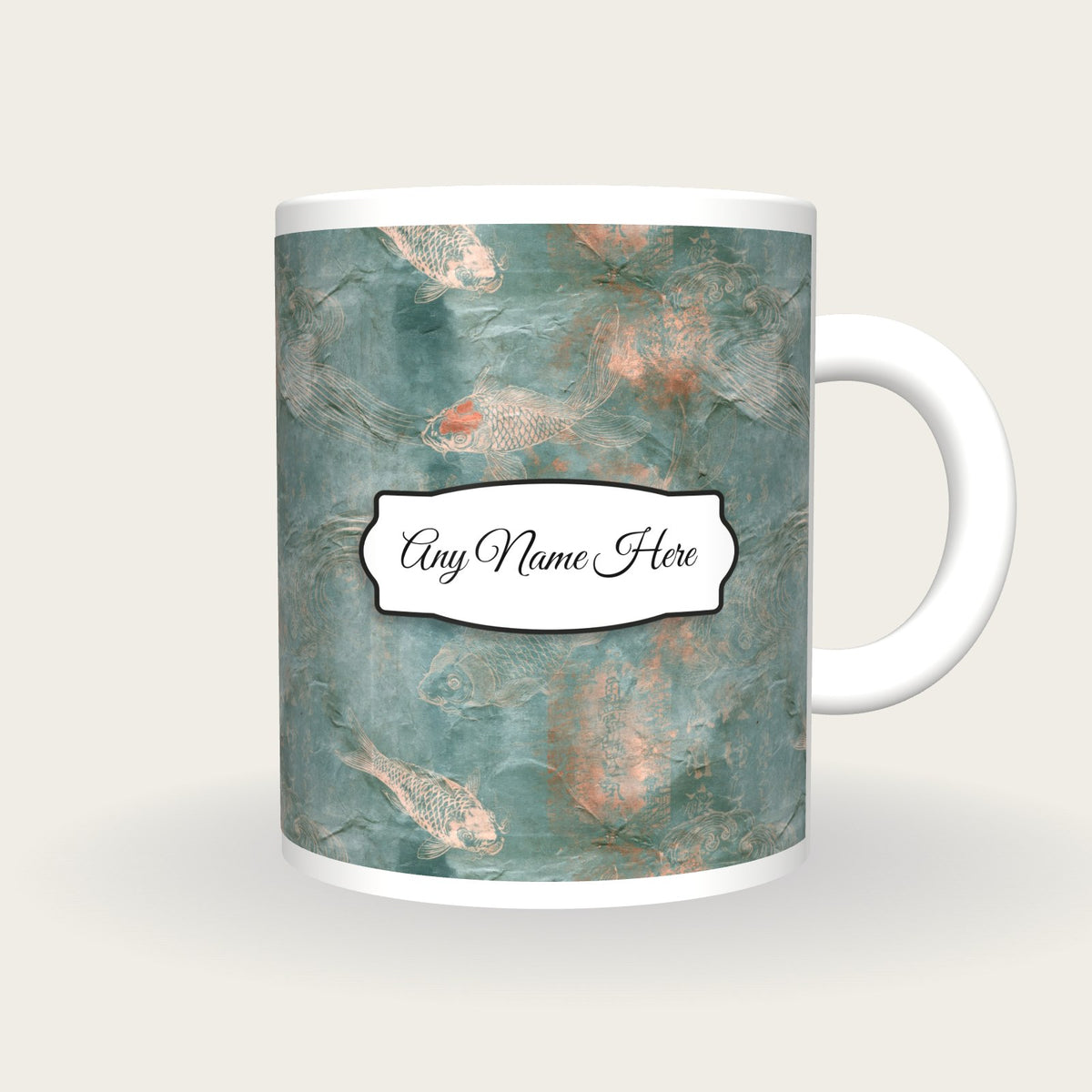 Japan Koi Name Mug, front with the name label