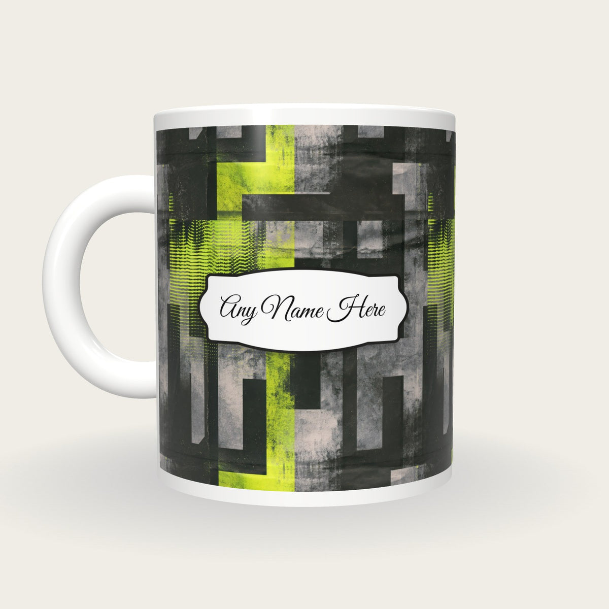 Berlin Techno Name Mug, back with the second name label