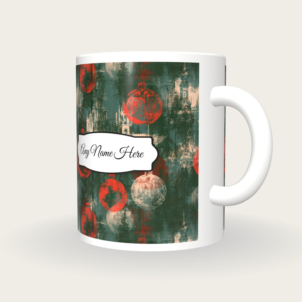 Christmas Market Forest Mulled Name Mug, three-quarter view