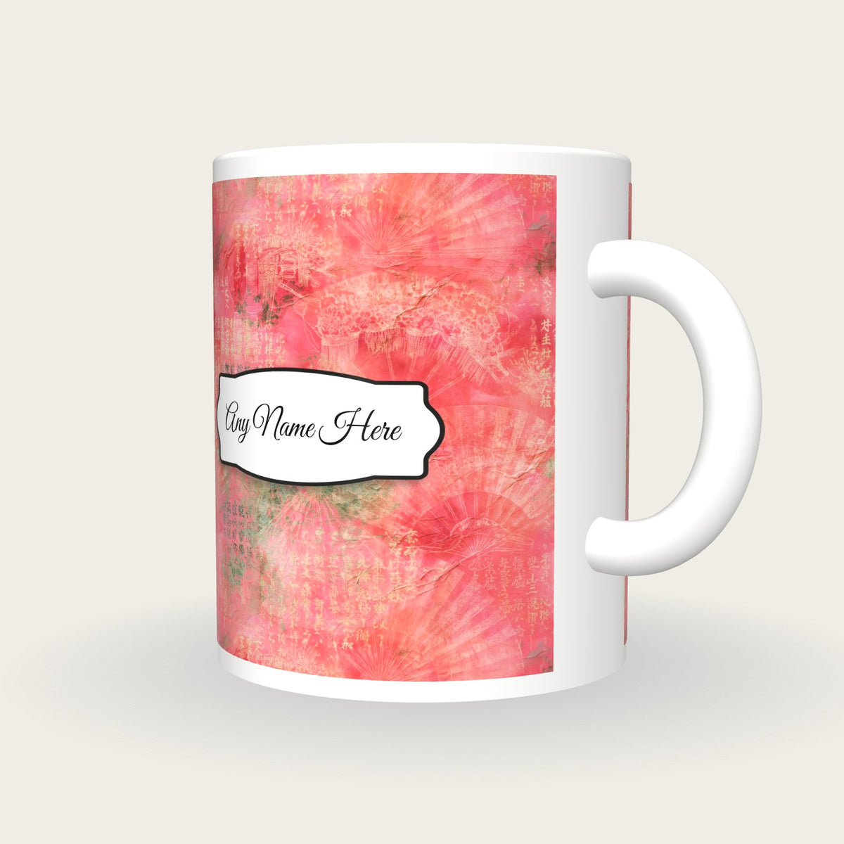 Geisha Sakura Kyoto Name Mug 2, three-quarter view