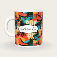 Roller Skate 80s Name Mug, back with the second name label