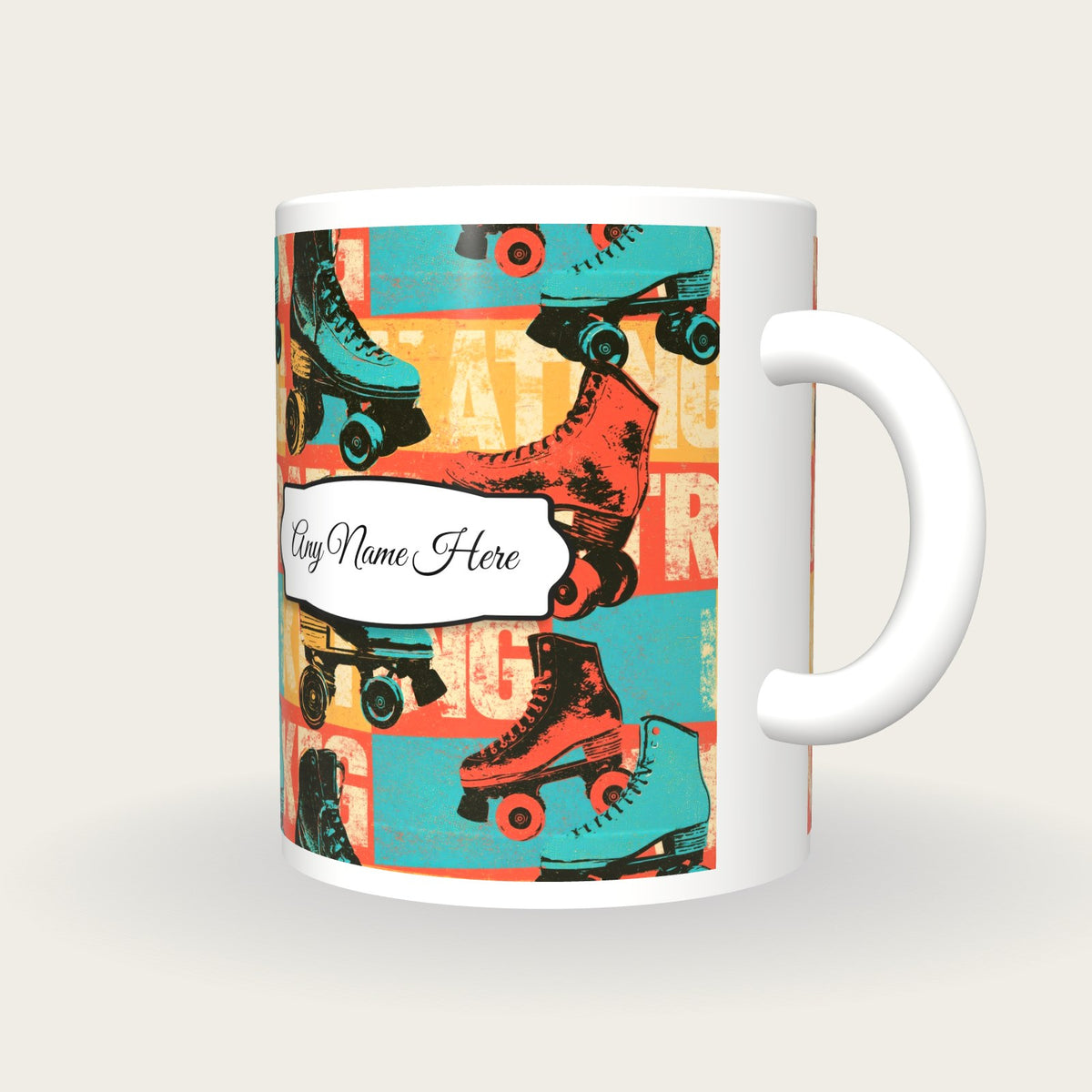 Roller Skate 80s Name Mug 2, three-quarter view