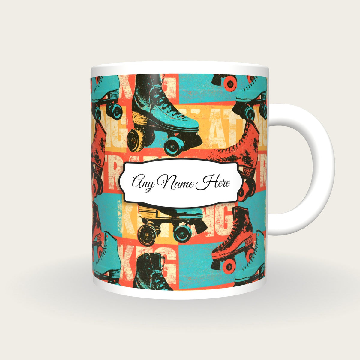 Roller Skate 80s Name Mug 2, front with the name label