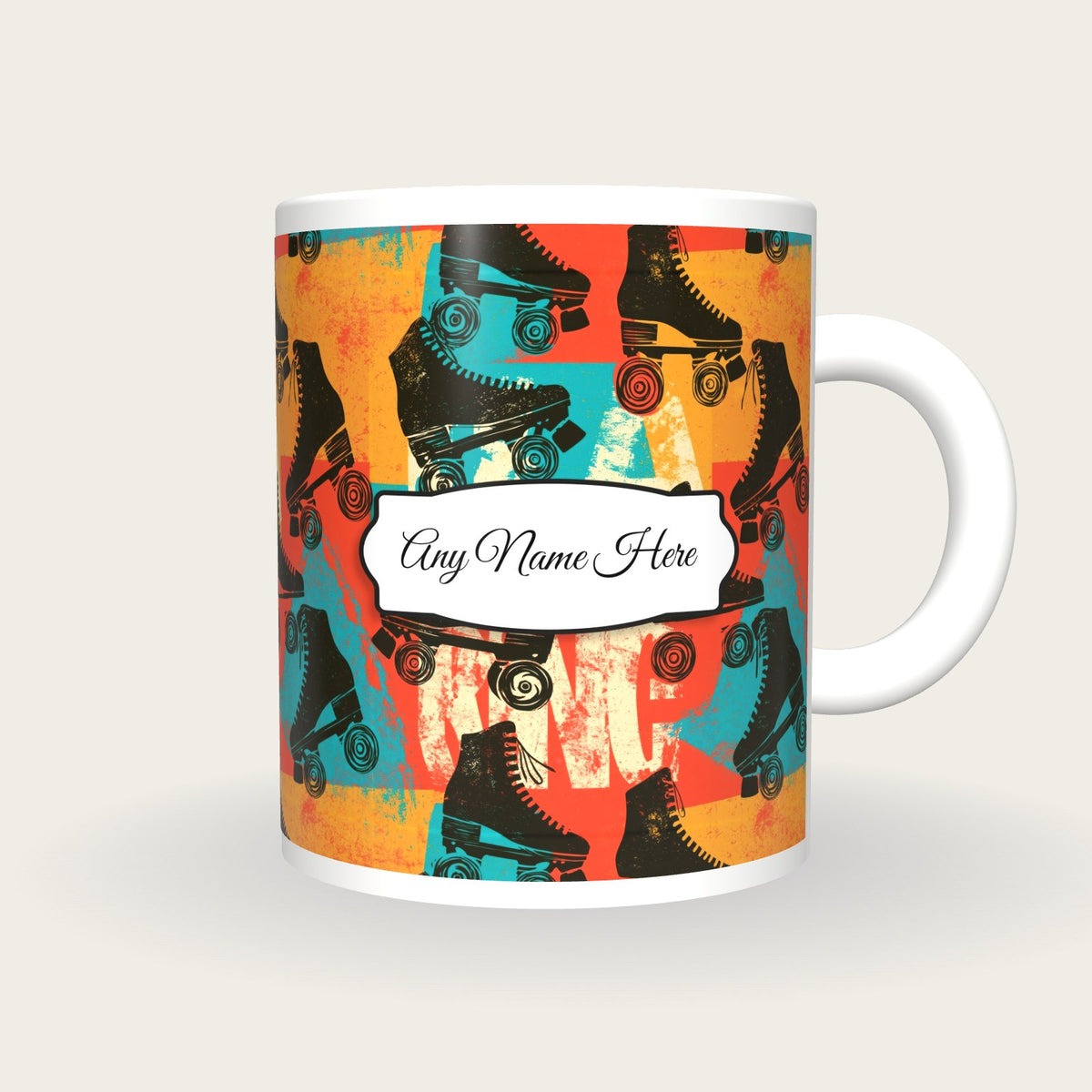 Roller Skate 80s Name Mug 3, front with the name label