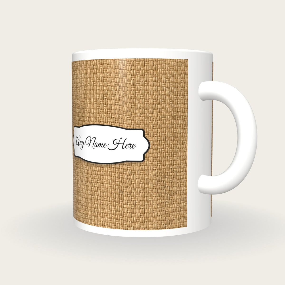 Rattan Weave Bamboo Name Mug, three-quarter view