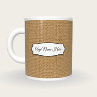 Rattan Weave Bamboo Name Mug, back with the second name label