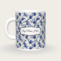 Delft Windmill Tulip Name Mug, back with the second name label