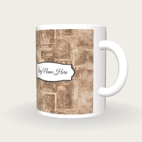 Perforated Stamp Grid Name Mug, three-quarter view