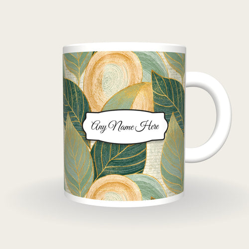Aboriginal Leaf Name Mug 3, front with the name label