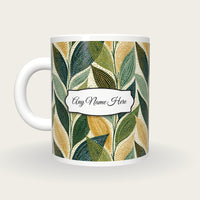 Aboriginal Leaf Name Mug, back with the second name label