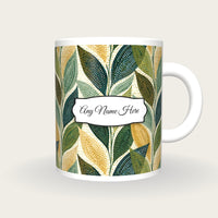 Aboriginal Leaf Name Mug, front with the name label