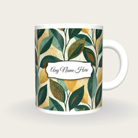 Aboriginal Leaf Name Mug 2, front with the name label