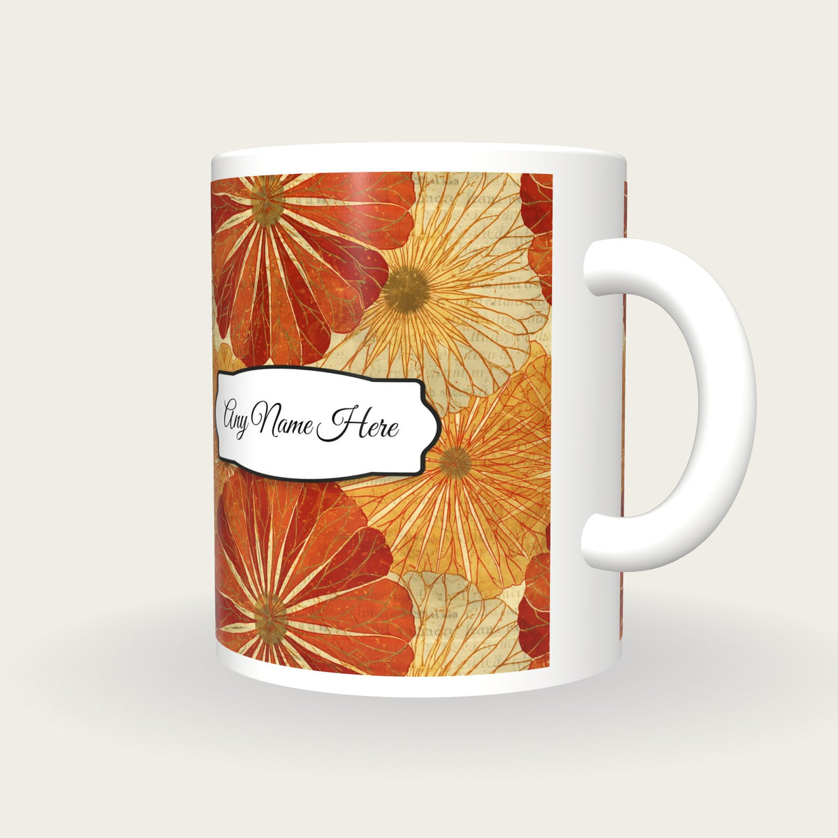 Haeckel Flower Name Mug 2, three-quarter view